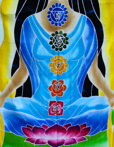 Balinese Batik Garden Flag Chakra Goddess Banner Yoga Meditation Wall Decor - Acadia World Traders