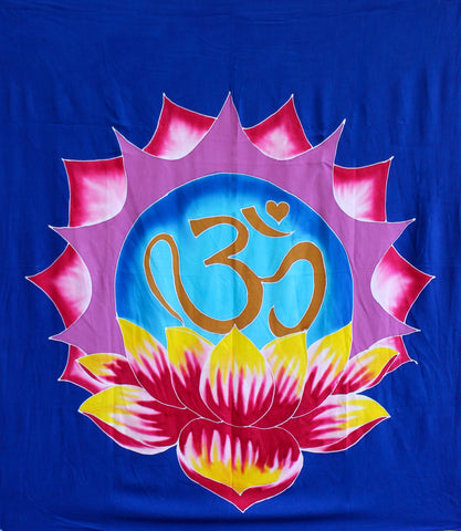 Balinese Batik Garden Flag OM Lotus Mandala Banner Yoga Meditation Wall Decor