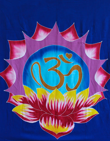 Balinese Batik Garden Flag OM Lotus Mandala Banner Yoga Meditation Wall Decor - Acadia World Traders
