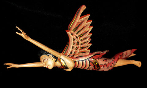 Flying Dewi Sri Goddess mobile Crib Guardian Spirit Chaser Mobile Handcrafted Wood Bali art