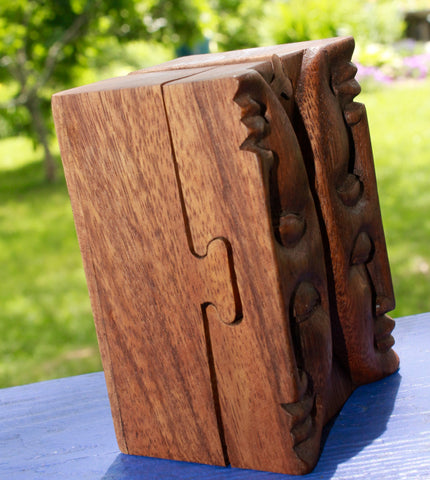 Moon Phase Secret Puzzle Box Hand Carved Wood - Acadia World Traders
