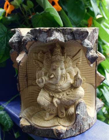 Balinese Ganesha Remover of Obstacles Statue hand carved crocodile wood - Acadia World Traders