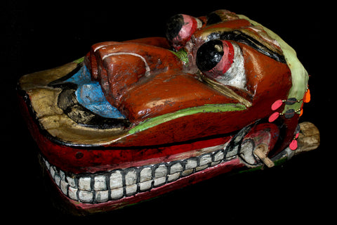 Vintage Javanese Barongsai Lion Dance Mask Polychrome Carved Wood Indonesian - Acadia World Traders