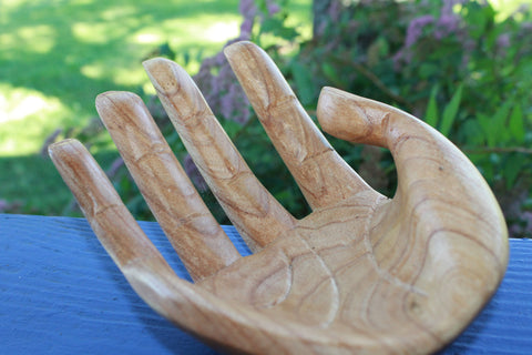 BUDDHA Mudra HANDS Statue Carved Wood Sculpture 10" - Acadia World Traders