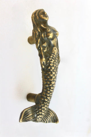 Mermaid Brass Knob drawer pull handmade nautical beach cottage decor Bali Art