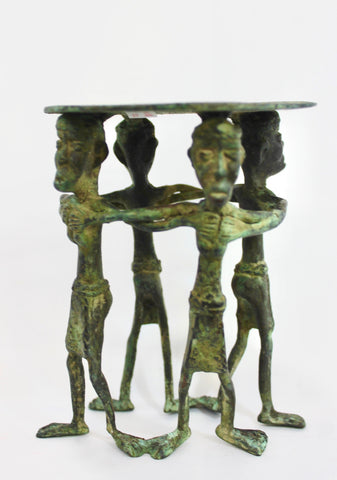 Pillar Candle stand holder Primitive Tribal Solid Bronze Sumatra Indonesian OOAK - Acadia World Traders