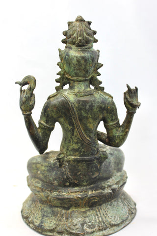 Vintage Shiva Sculpture Seated Lotus Base Bali Hindu art Lost Wax Cast Statue - Acadia World Traders