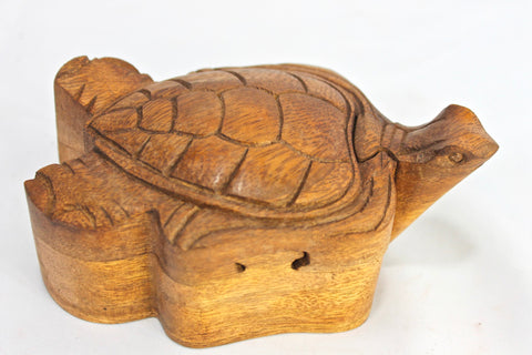 Sea Turtle Secret Puzzle stash Box  Hand Carved Wood - Acadia World Traders