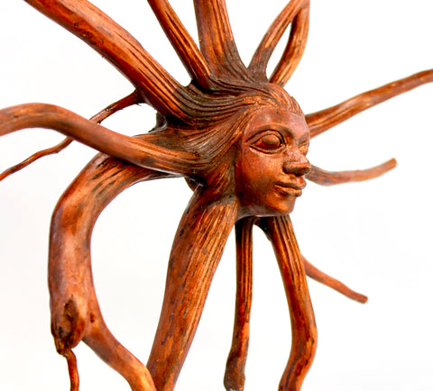 Nature Sun Goddess Tree Root spirit Wood carving 12" - Acadia World Traders