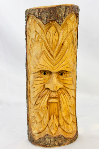 Tree Spirit Green Man Mask Rustic wall art sculpture hand carved Wood