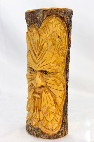 Tree Spirit Green Man Mask Rustic wall art sculpture hand carved Wood - Acadia World Traders