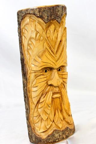 Tree Spirit Green Man Mask Rustic wall art sculpture hand carved Wood - Acadia World Traders
