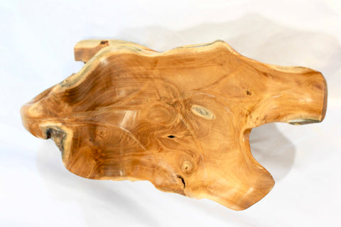Teak Decorative Fruit Bowl Freeform leaf shape carved reclaimed wood - Acadia World Traders