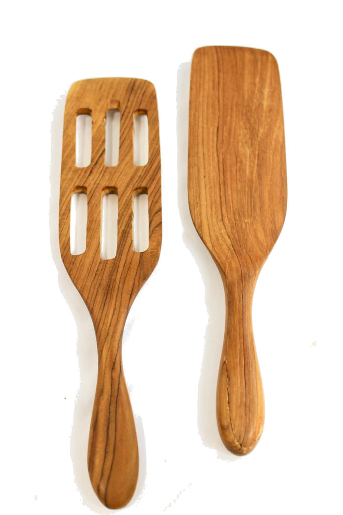 Teak Wood Spurtle Wooden Spoon Spatula Set of 2 Handcrafted Kitchen tool Utensil - Acadia World Traders