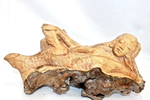 Mermaid Statue Parasite Wood Carving Sculpture organic