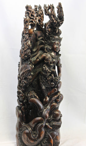 Balinese Eclipse Moon Goddess sculpture Kala Rau Demon - Acadia World Traders