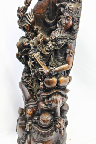 Balinese Eclipse Moon Goddess sculpture Kala Rau Demon - Acadia World Traders