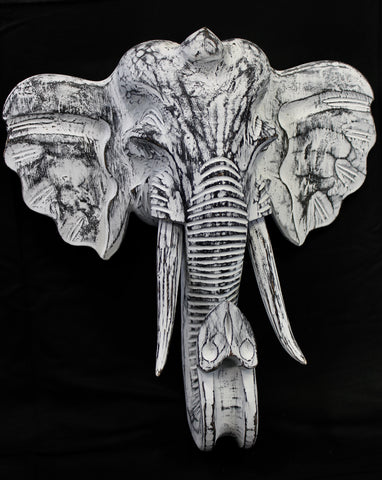 Elephant Ganesh Head Carved Wood Wall Decor Balinese Wall Art - Acadia World Traders