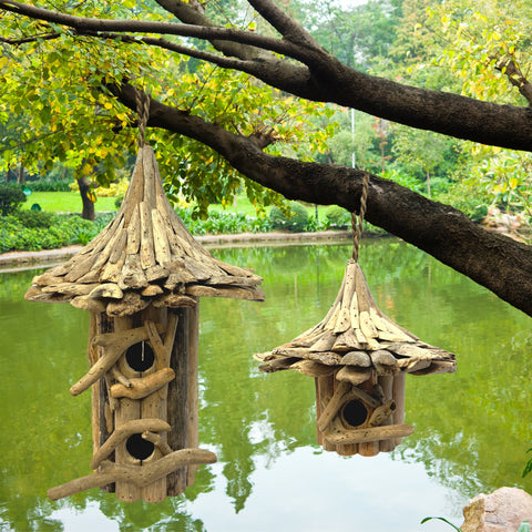 Rustic Bird House Driftwood Birdhouse Bird Cottage Garden Decor Yard Art Handcrafted Sustainable recycled Bali Yard Art