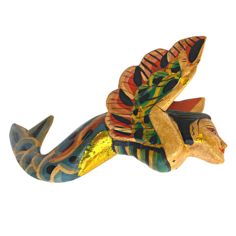 Balinese Spiritchaser Ornament Set Mermaid Elephant Dragon Hand Carved Wood Bali Folk Art Eclectic Boho Decor