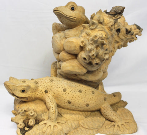 Lizard Gecko Reptile Parasite Handmade Wood carving - Acadia World Traders