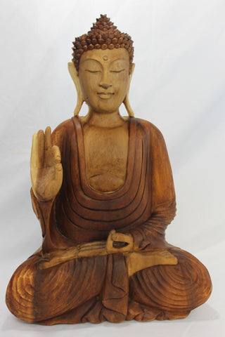 Teaching Buddha Statue Vitarka Mudra Hand Carved Wood Balinese Art sculpture - Acadia World Traders