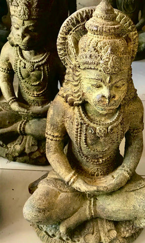 Lord Hanuman Monkey General Garden Statue Cast Lava Stone Sculpture Bali Art