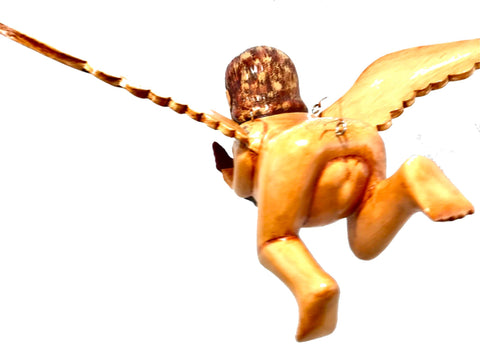 Balinese Flying Jerry Garcia Angel Mobile Cradle Guardian Carved wood Bali art - Acadia World Traders