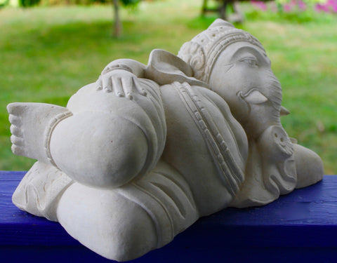 Ganapati Ganesha Stone Garden Statue  hand carved limestone Bali Art - Acadia World Traders